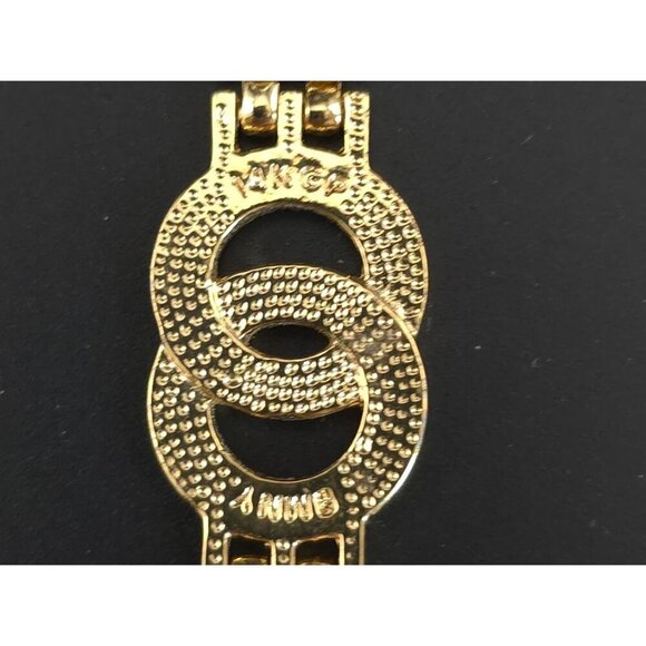 BMNY 14k GP Link Bracelet With Rhinestone Double-Loop Design - Picture 5 of 7